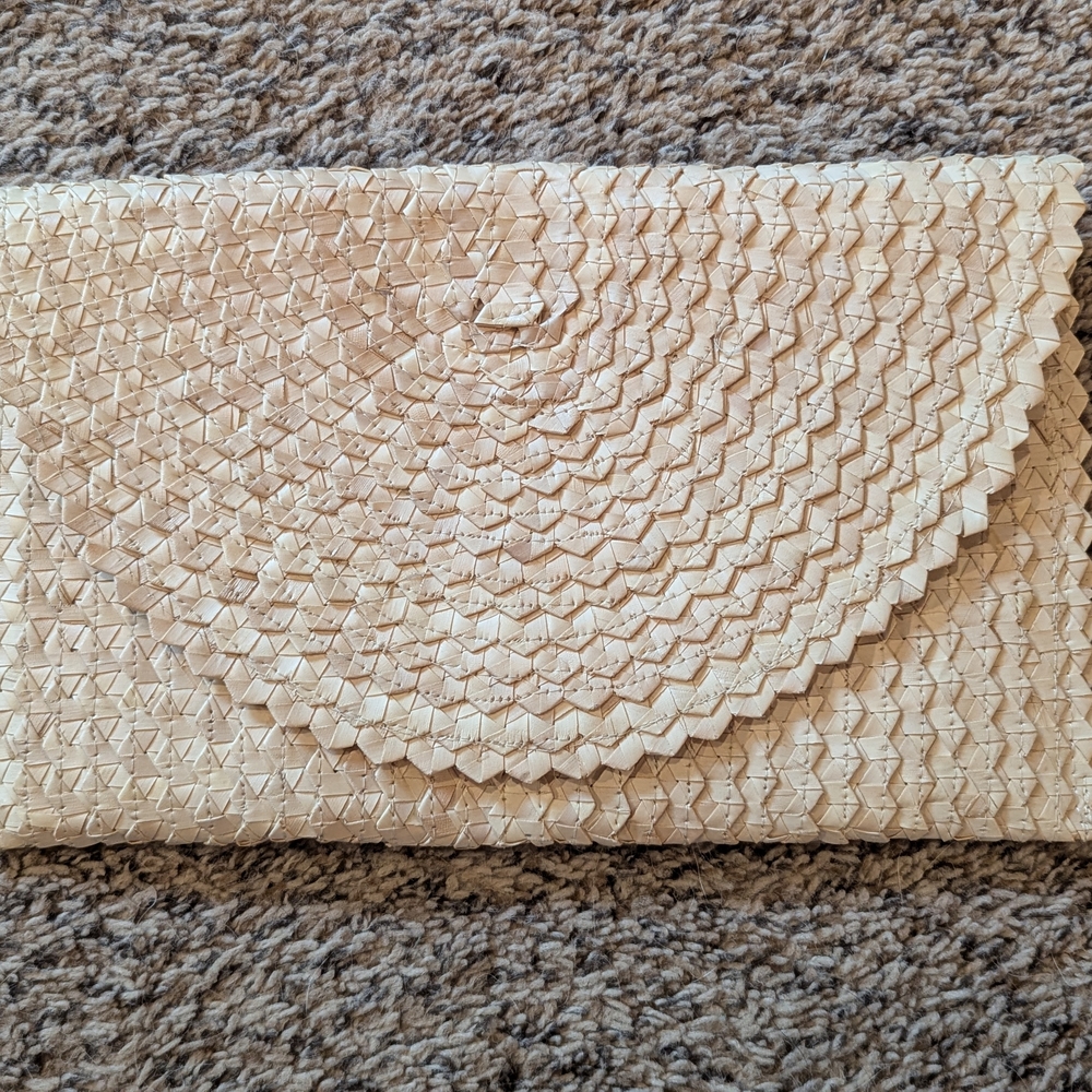 Natural Woven Tan Clutch